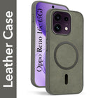 For Oppo Reno 16C 5G Back Cover Case Leather Finish (MagSafe Compatible Wireless Charging | Soft Touch | Camera Bump Protection)