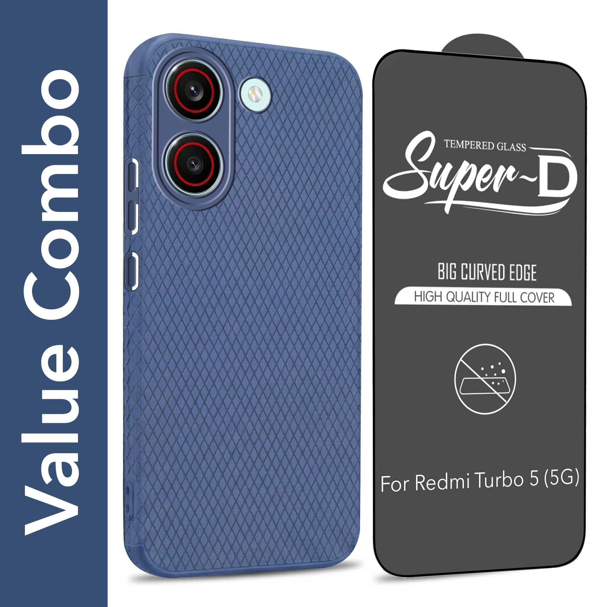 For Redmi Turbo 5 Combo with Back Cover and 9H Tempered Glass (Liquid Silicone | Camera Protection | Oleophobic Coating Screen Glass)