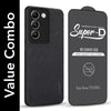 For Vivo T3 5G Combo with Back Cover and 9H Tempered Glass (Textured Grip Design | Micro-Fiber Cloth Inside | Oleophobic Coating Screen Glass)