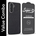 For Samsung Galaxy M55 5G | F55 5G | M55s 5G Combo (Textured Grip Design | Micro-Fiber Cloth Inside | Oleophobic Coating Screen Glass)