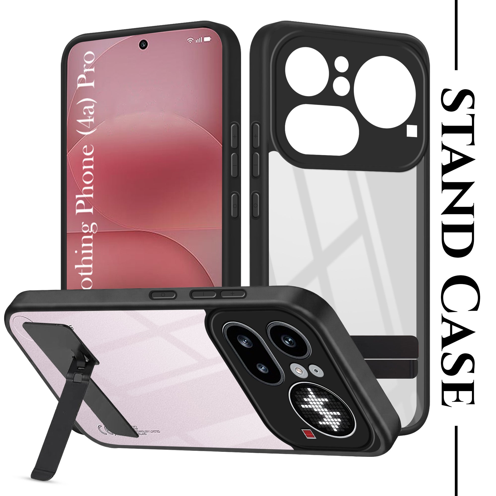 For Nothing Phone 4A Pro 5G Back Cover Case (Built-in Stand | Lifetime Anti Yellow | Kickstand Shockproof | Camera Protection | MagSafe Compatible)