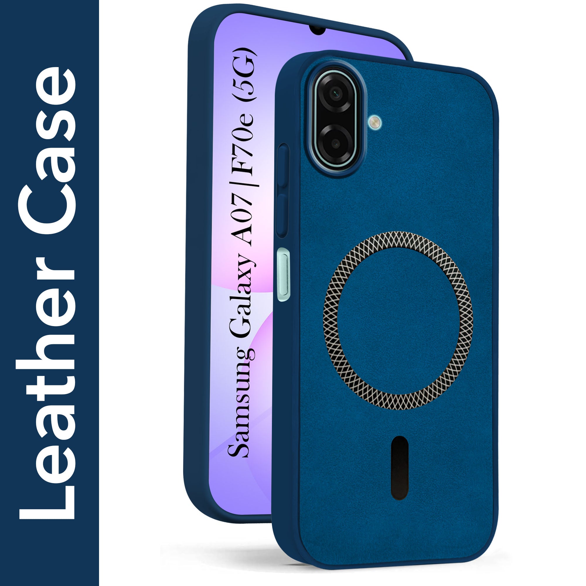 For Samsung Galaxy A07 5G | F70e 5G Back Cover Case Leather Finish (MagSafe Compatible Wireless Charging | Soft Touch | Camera Bump Protection)