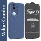 For Vivo iQOO Z10R Combo with Back Cover and 9H Tempered Glass (Liquid Silicone | Camera Protection | Oleophobic Coating Screen Glass)