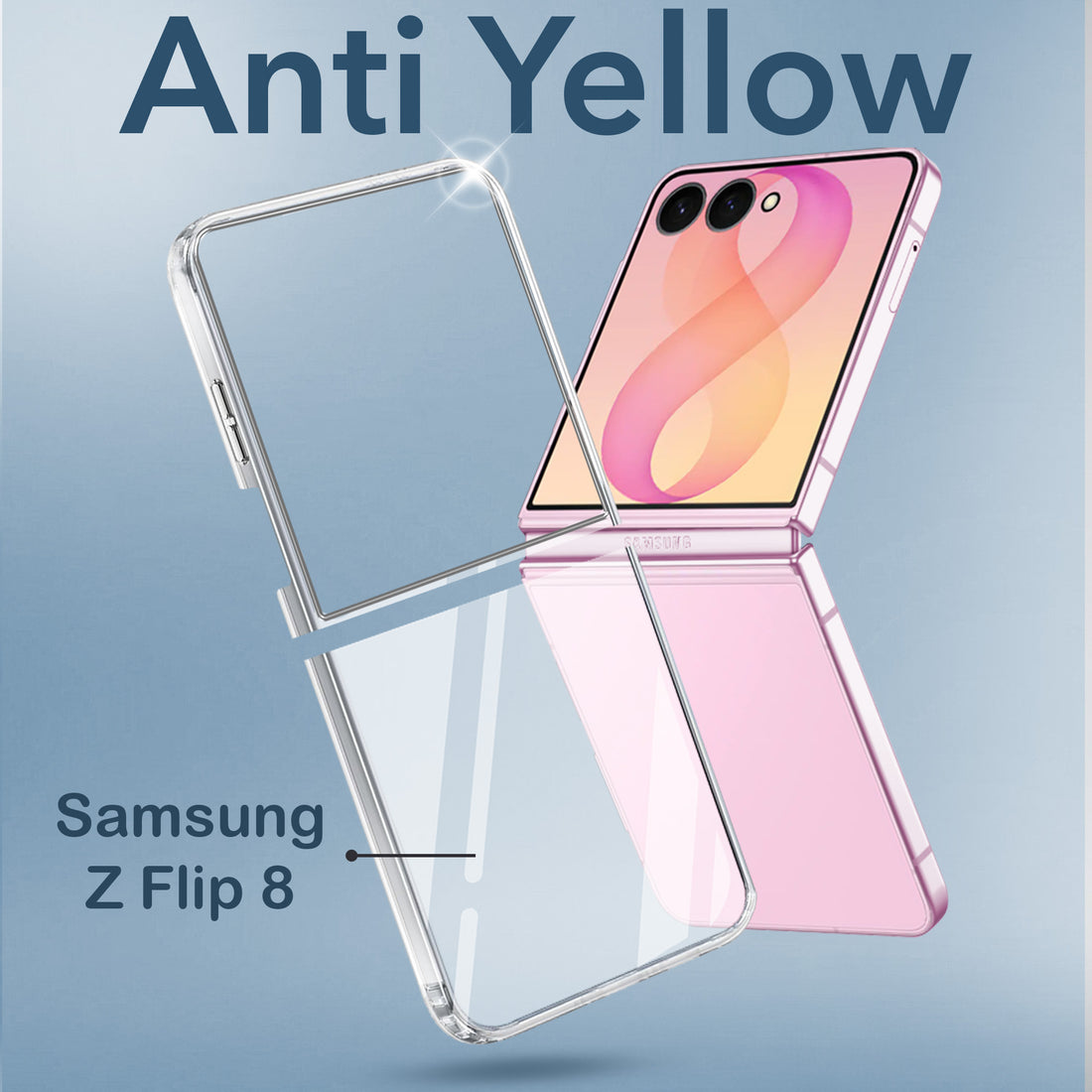For Samsung Galaxy Z Flip 8 Back Cover Case (Hard Anti Yellow Clear Case | Sleek Hard Crystal Clear | Drop & Camera Protection | Shockproof
