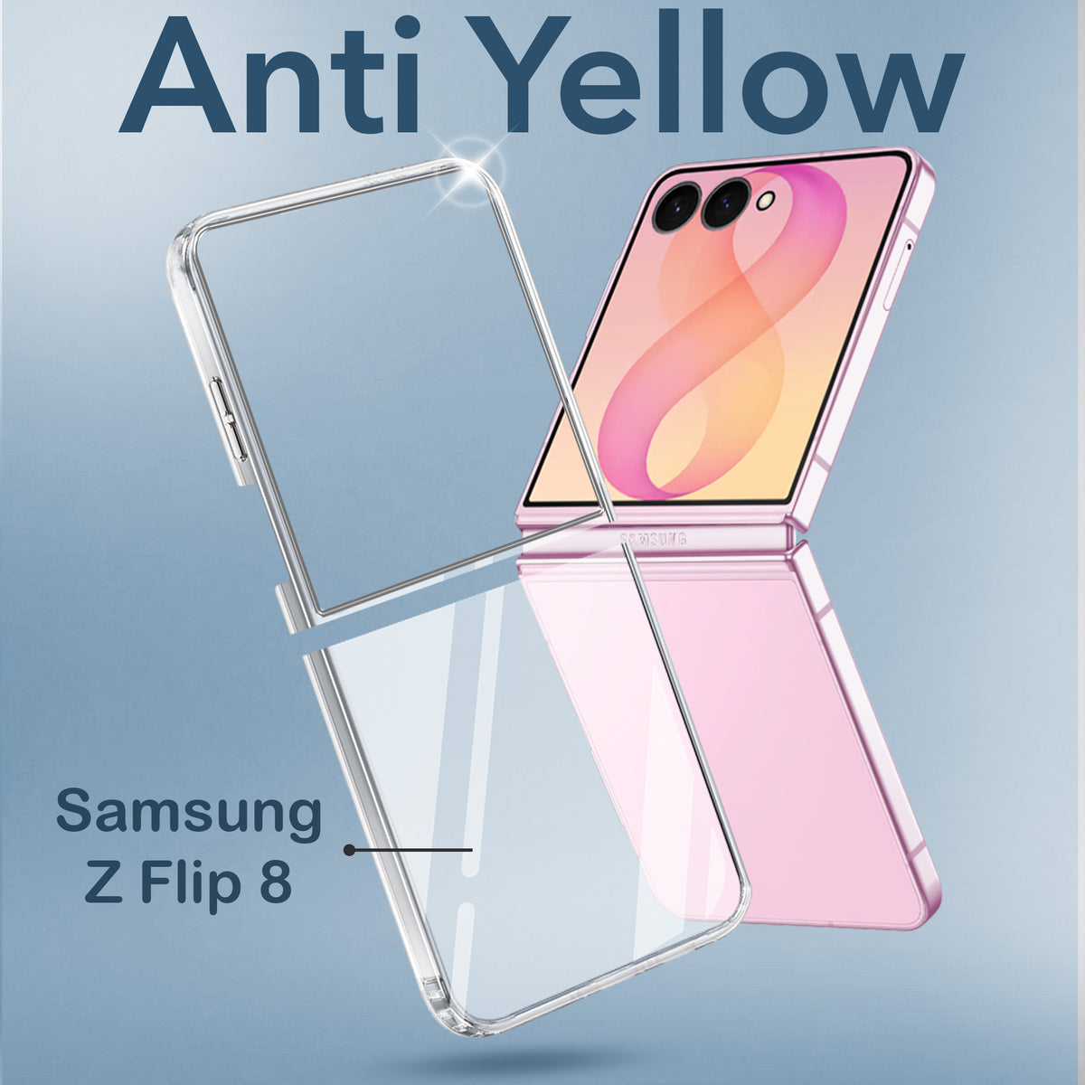 For Samsung Galaxy Z Flip 8 Back Cover Case (Hard Anti Yellow Clear Case | Sleek Hard Crystal Clear | Drop & Camera Protection | Shockproof