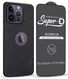 For Apple iPhone 14 Pro Max Combo (Textured Grip Design | Micro-Fiber Cloth Inside | Oleophobic Coating Screen Glass)