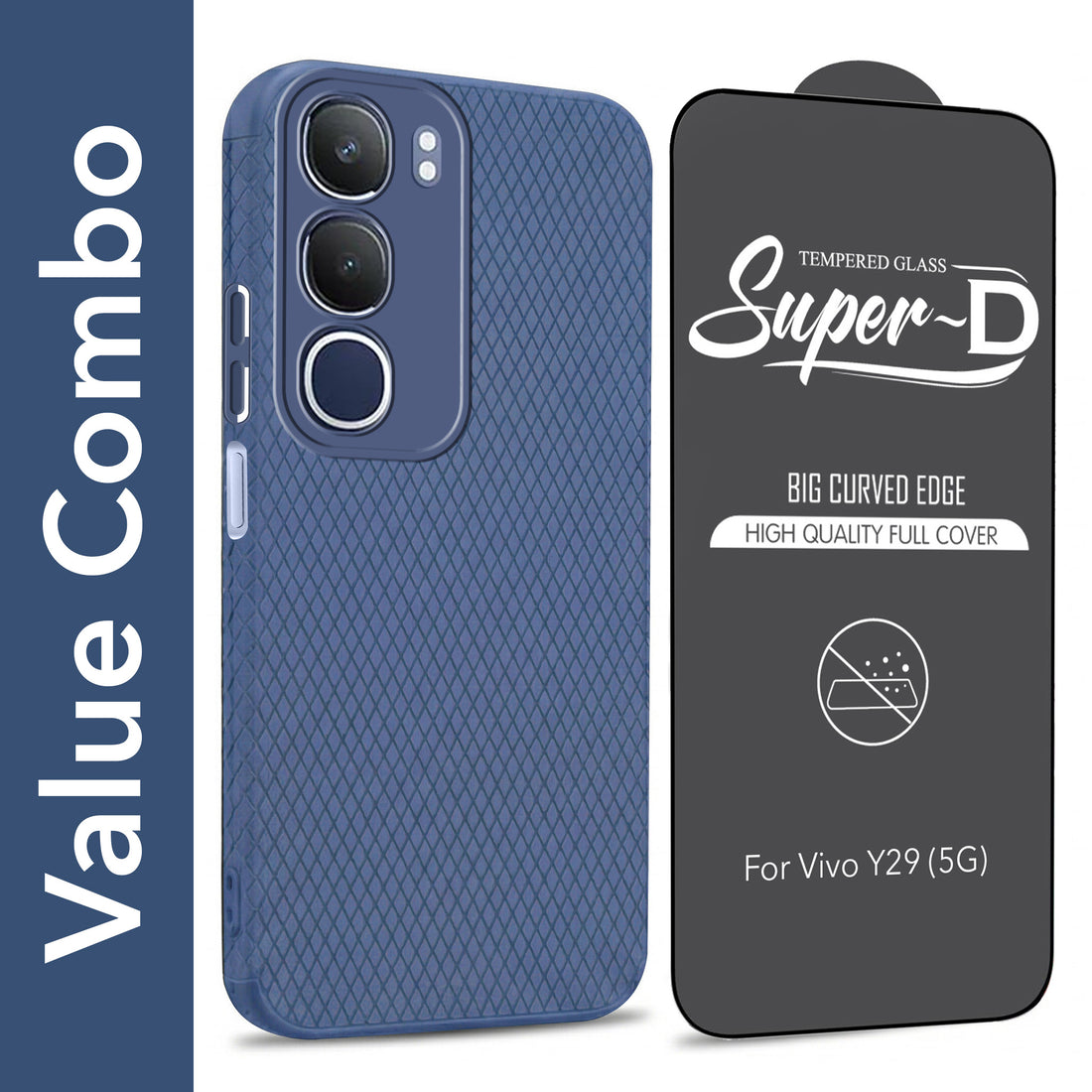 For Vivo Y29 Combo with Back Cover and 9H Tempered Glass (Liquid Silicone | Camera Protection | Oleophobic Coating Screen Glass)