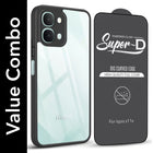 For Vivo iQOO Z11x 5G Combo with Back Cover and 9H Tempered Glass (Lifetime Anti-Yellow | Crystal Clear Shockproof | Oleophobic Coating Screen Glass)