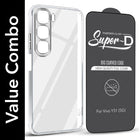 For Vivo Y31 5G Combo with Back Cover and 9H Tempered Glass (Lifetime Anti-Yellow | Sleek Hard Crystal | Oleophobic Coating Screen Glass)