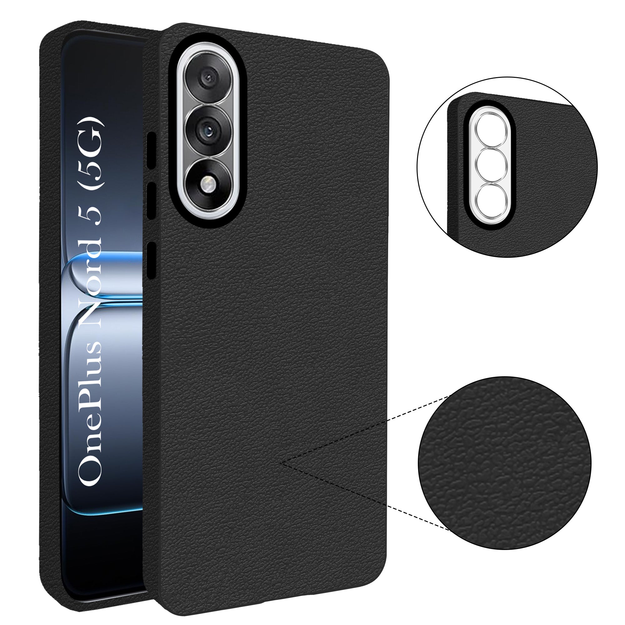 For Oneplus Nord 5 Back Cover Case (Glass Like Camera Protection | Leather Feel | Minimalist Professional Grip)