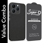For Realme 15T | Realme Narzo 90 Combo with Back Cover and 9H Tempered Glass (Liquid Silicone | Camera Protection | Oleophobic Coating Screen Glass)