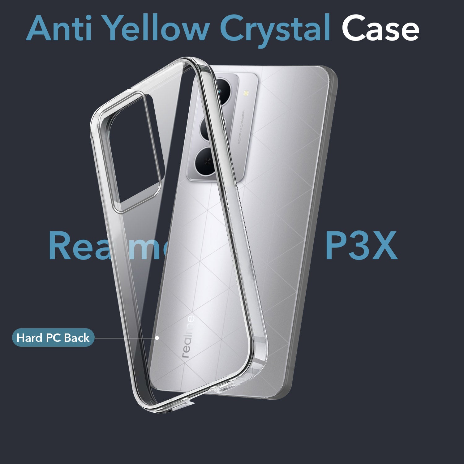 For Realme P3x  Back Cover Case Lifetime Anti-Yellow Clear (Sleek Hard Crystal | Shockproof and Camera Protection)
