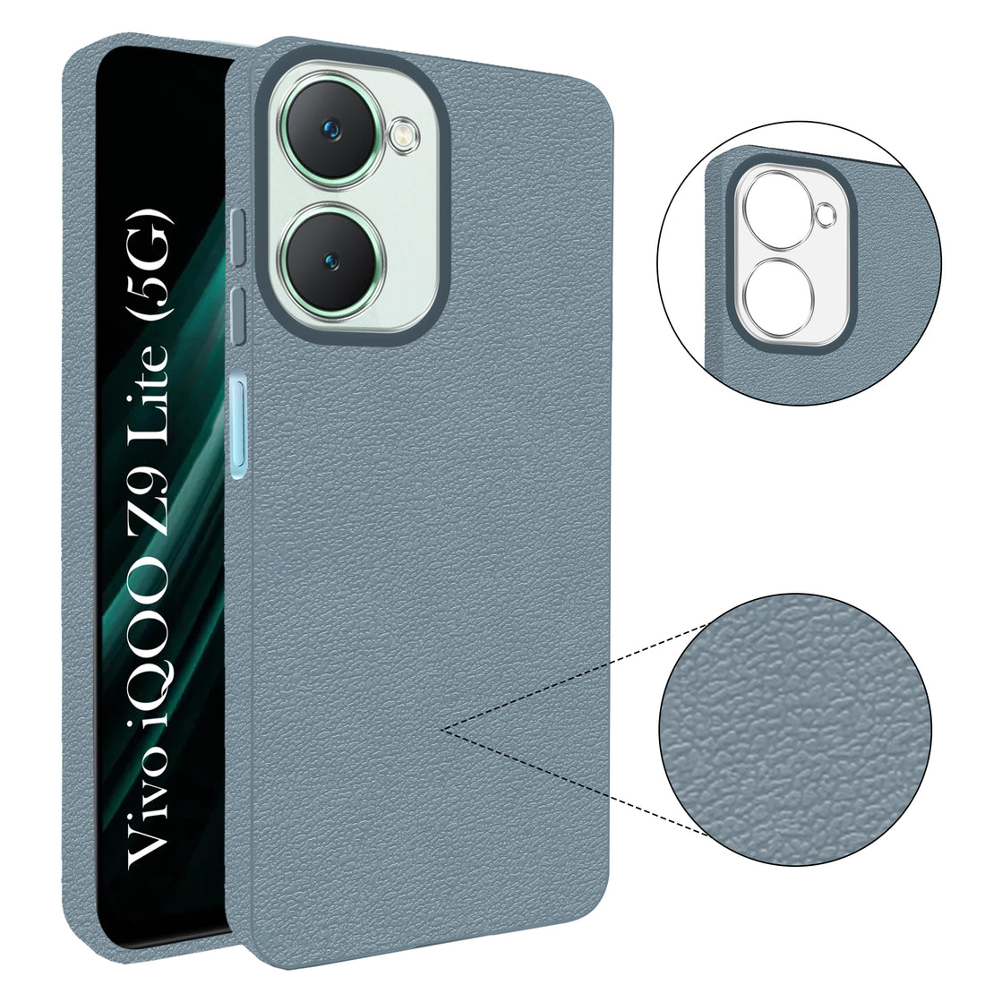 For Vivo iQOO Z9 Lite Back Cover Case (Glass Like Camera Protection | Leather Feel | Minimalist Professional Grip)