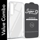 For Samsung Galaxy S23 Plus Combo with Back Cover and 9H Tempered Glass (Lifetime Anti-Yellow | Sleek Hard Crystal | Oleophobic Coating Screen Glass)