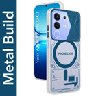 For Vivo iQOO Z10x Metallic Back Cover Case (Metallic Camera Protection & Buttons | Translucent Milky Shade | Hard Polycarbonate)
