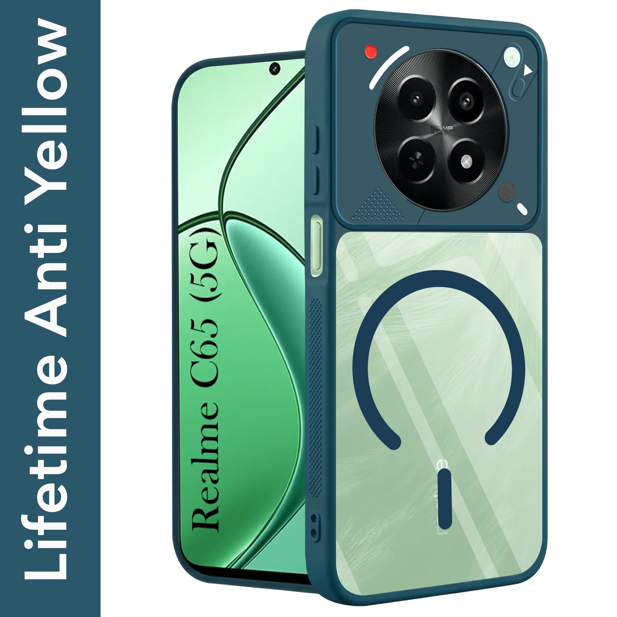 For Realme C65 5G Back Cover Case Lifetime Anti-Yellow Clear (Camera Protection | Side Grip | Wireless MagSafe Compatible)