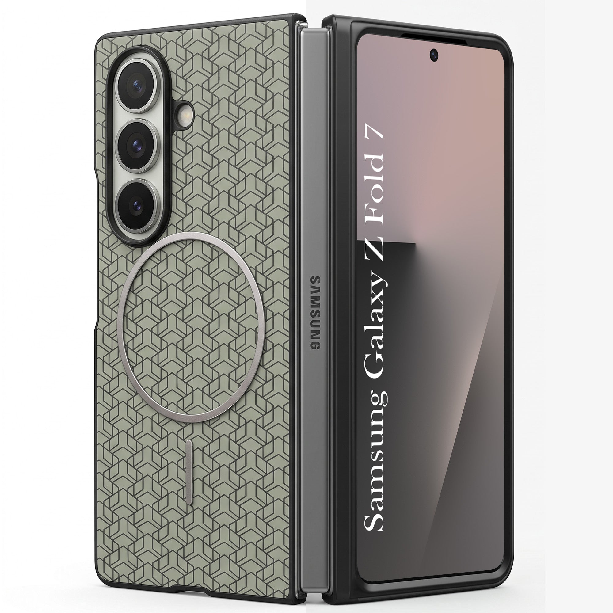 For Samsung Galaxy Z Fold 7 Back Cover Case Leather Finish (MagSafe Wireless Charging Compatible | Inside Microfiber Cloth)