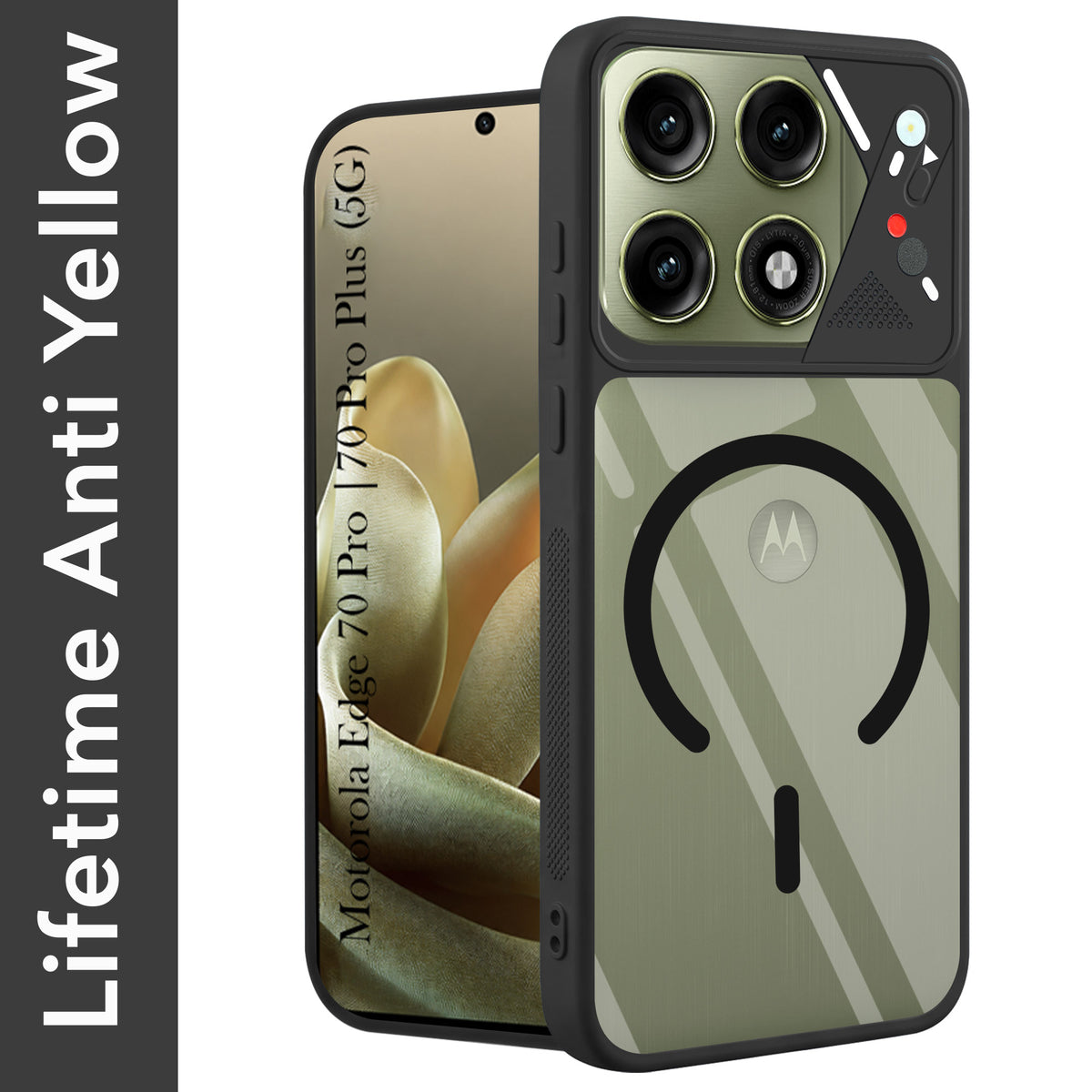 For Motorola Edge 70 Pro |  Motorola Edge 70 Pro Plus Back Cover Case Lifetime Anti-Yellow Clear (Camera Protection | Side Grip | Wireless MagSafe Compatible)