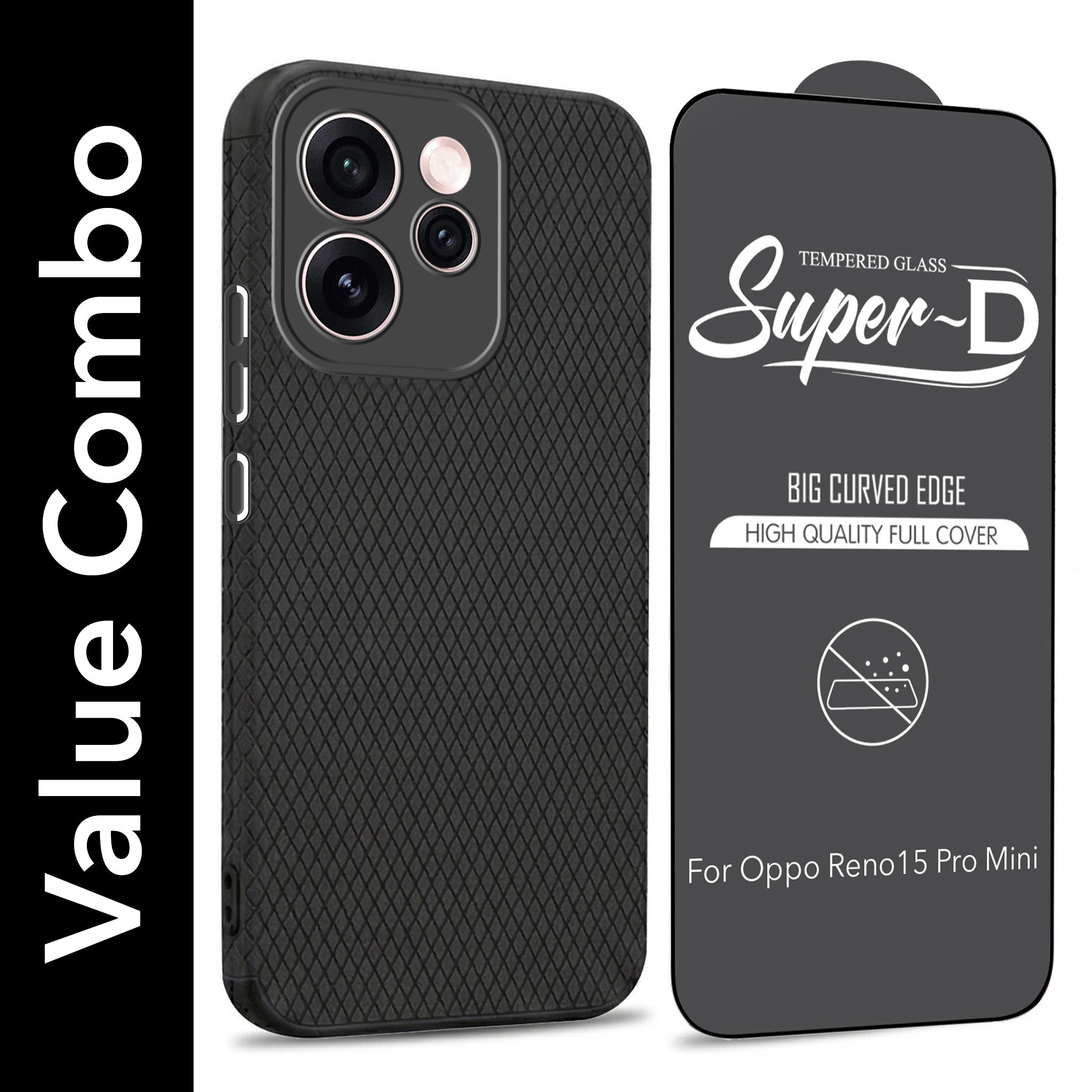For Oppo Reno15 Pro Mini 5G | Oppo Reno 15 Pro Mini 5G Combo with Back Cover and 9H Tempered Glass (Liquid Silicone | Camera Protection | Oleophobic Coating Screen Glass)