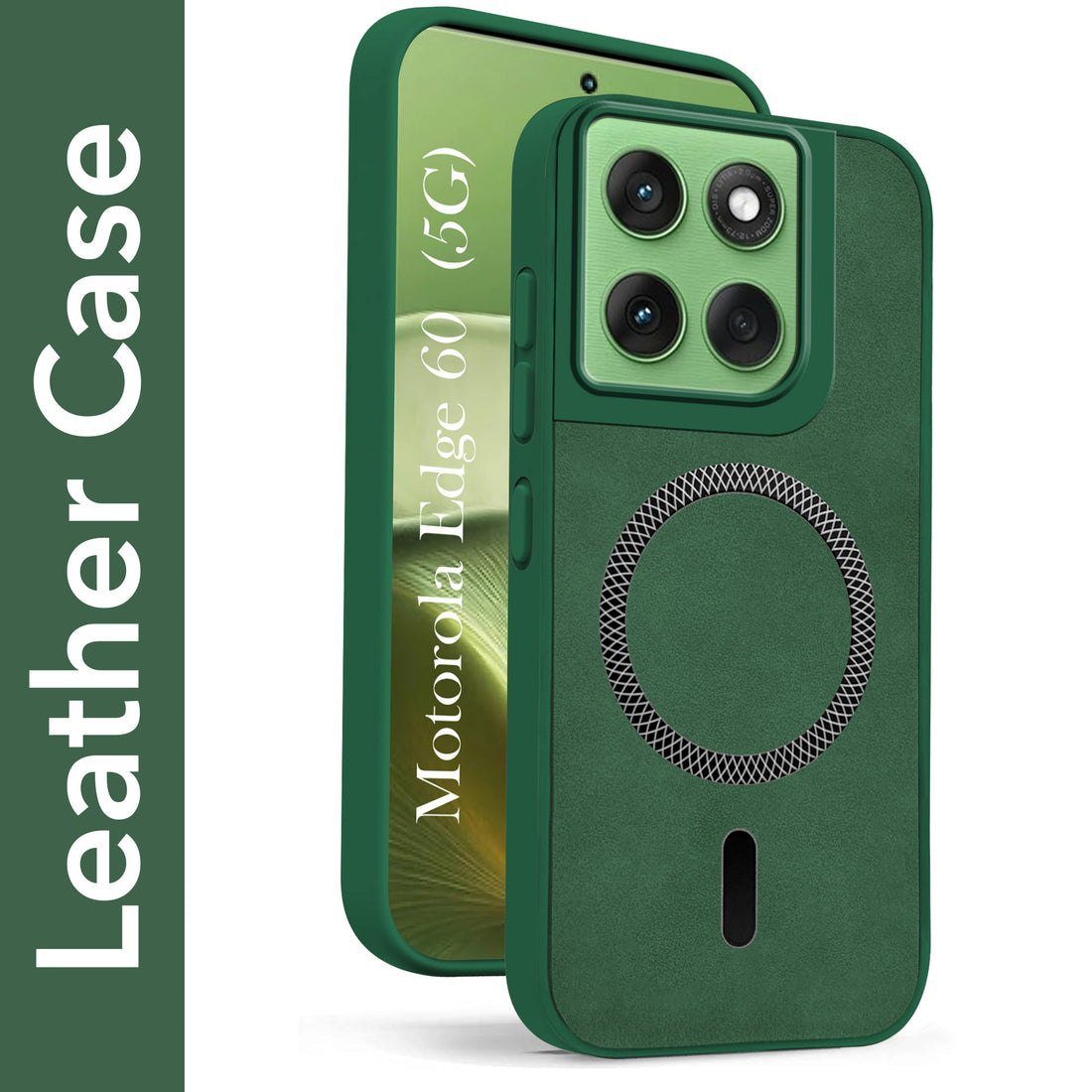 For Motorola Moto Edge 60 Back Cover Case Leather Finish (MagSafe Compatible Wireless Charging | Soft Touch | Camera Bump Protection)