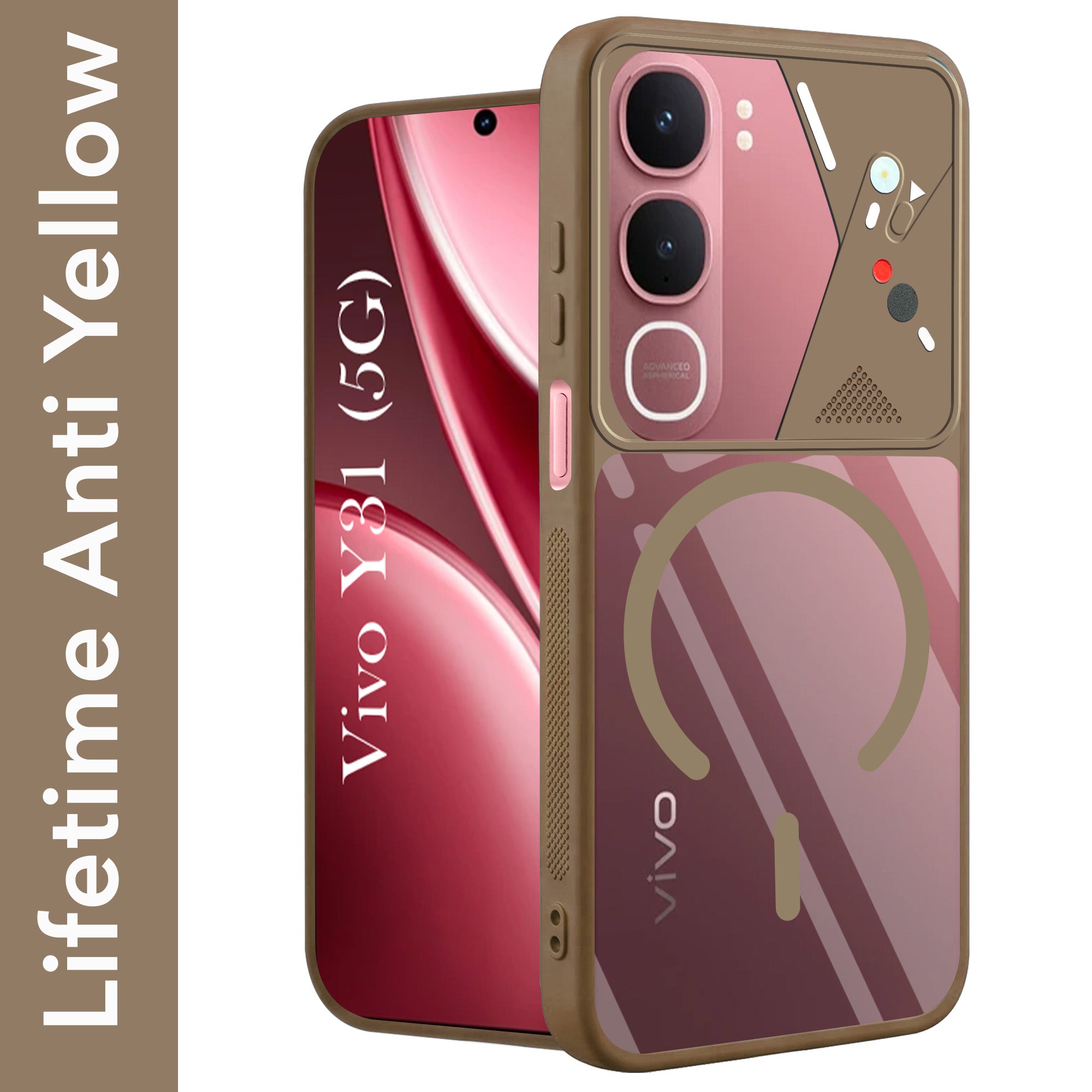 For Vivo Y31 5G Back Cover Case Lifetime Anti-Yellow Clear (Camera Protection | Side Grip | Wireless MagSafe Compatible)