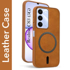 For Realme C83 5G Back Cover Case Leather Finish (MagSafe Compatible Wireless Charging | Soft Touch | Camera Bump Protection)