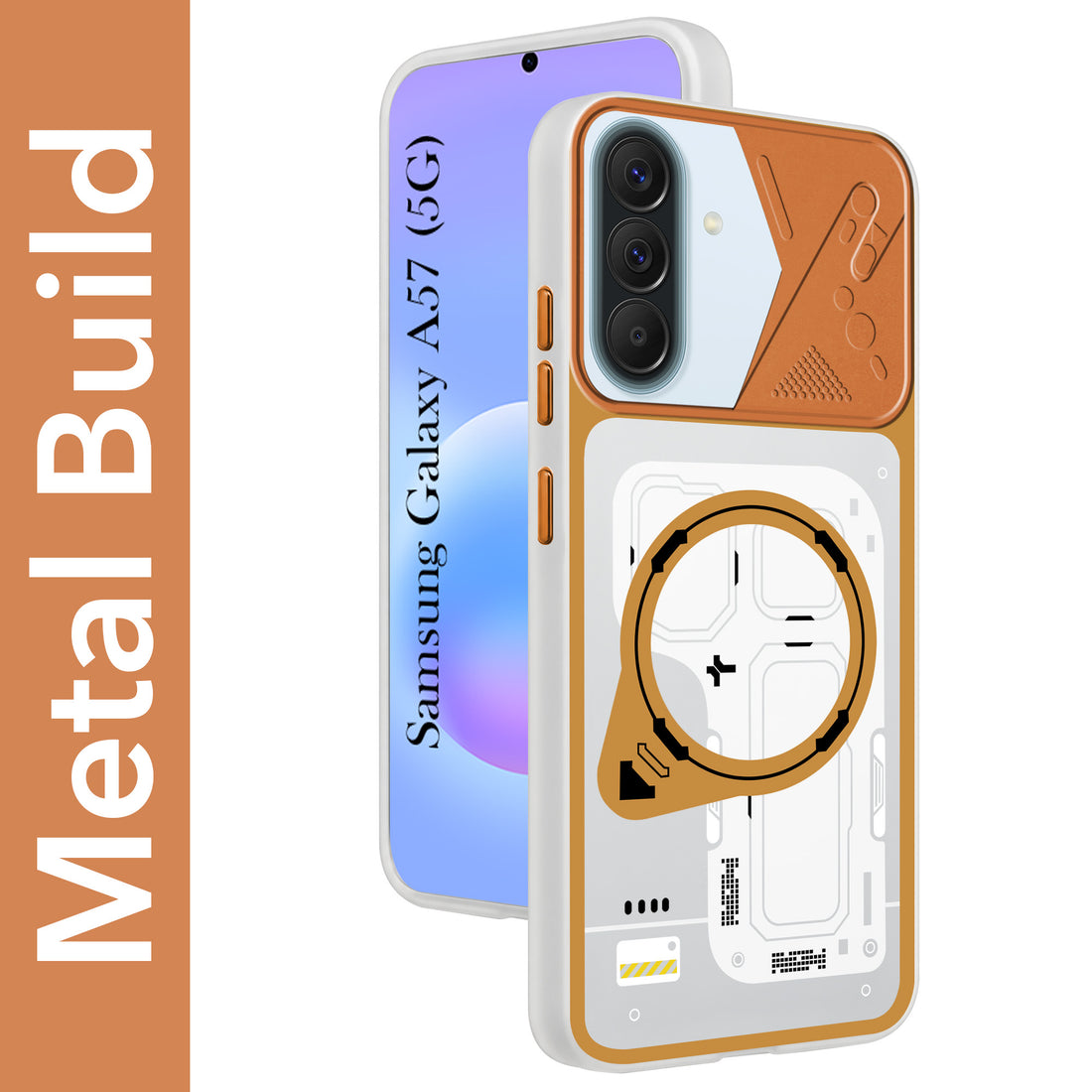 For Samsung Galaxy A57 5G Metallic Back Cover Case (Metallic Camera Protection & Buttons | Translucent Milky Shade | Hard Polycarbonate)