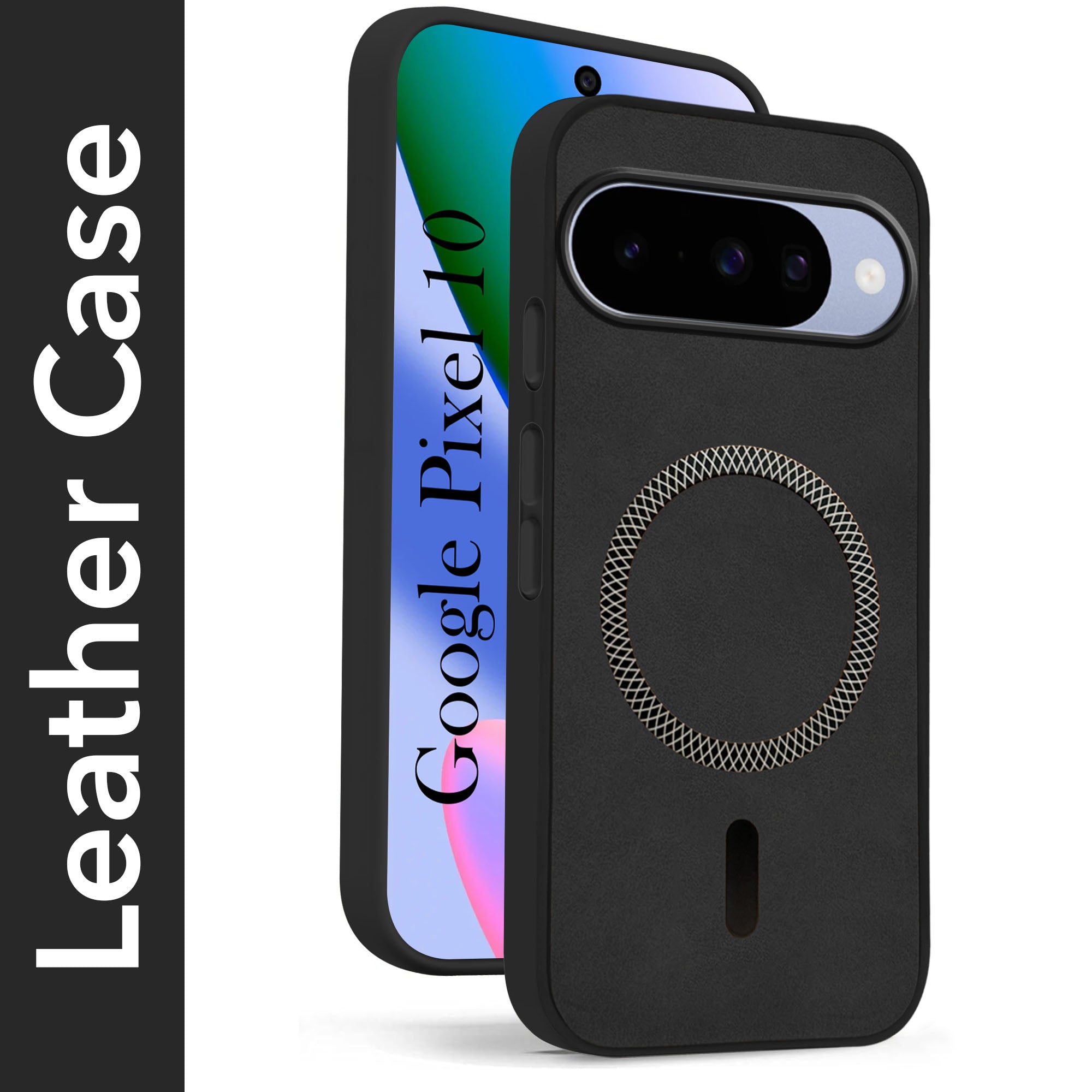 For Google Pixel 10 Back Cover Case Leather Finish (MagSafe Compatible Wireless Charging | Soft Touch | Camera Bump Protection)