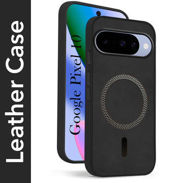 For Google Pixel 10 Back Cover Case Leather Finish (MagSafe Compatible Wireless Charging | Soft Touch | Camera Bump Protection)
