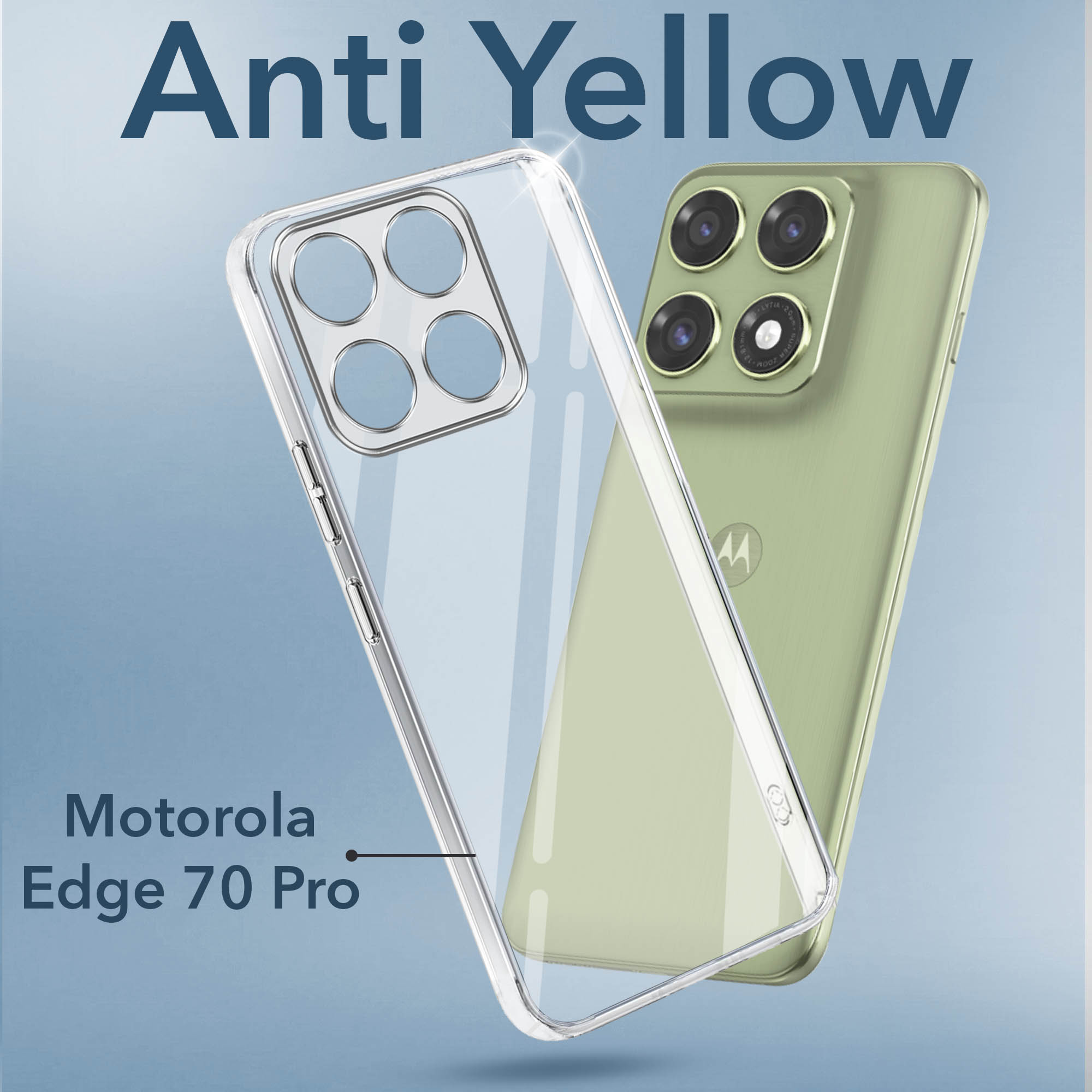 For Motorola Moto Edge 70 Pro Back Cover Case Lifetime Anti-Yellow Clear (Sleek Hard Crystal | Shockproof and Camera Protection)