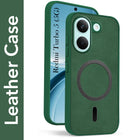 For Redmi Turbo 5 Back Cover Case Leather Finish (MagSafe Compatible Wireless Charging | Soft Touch | Camera Bump Protection)