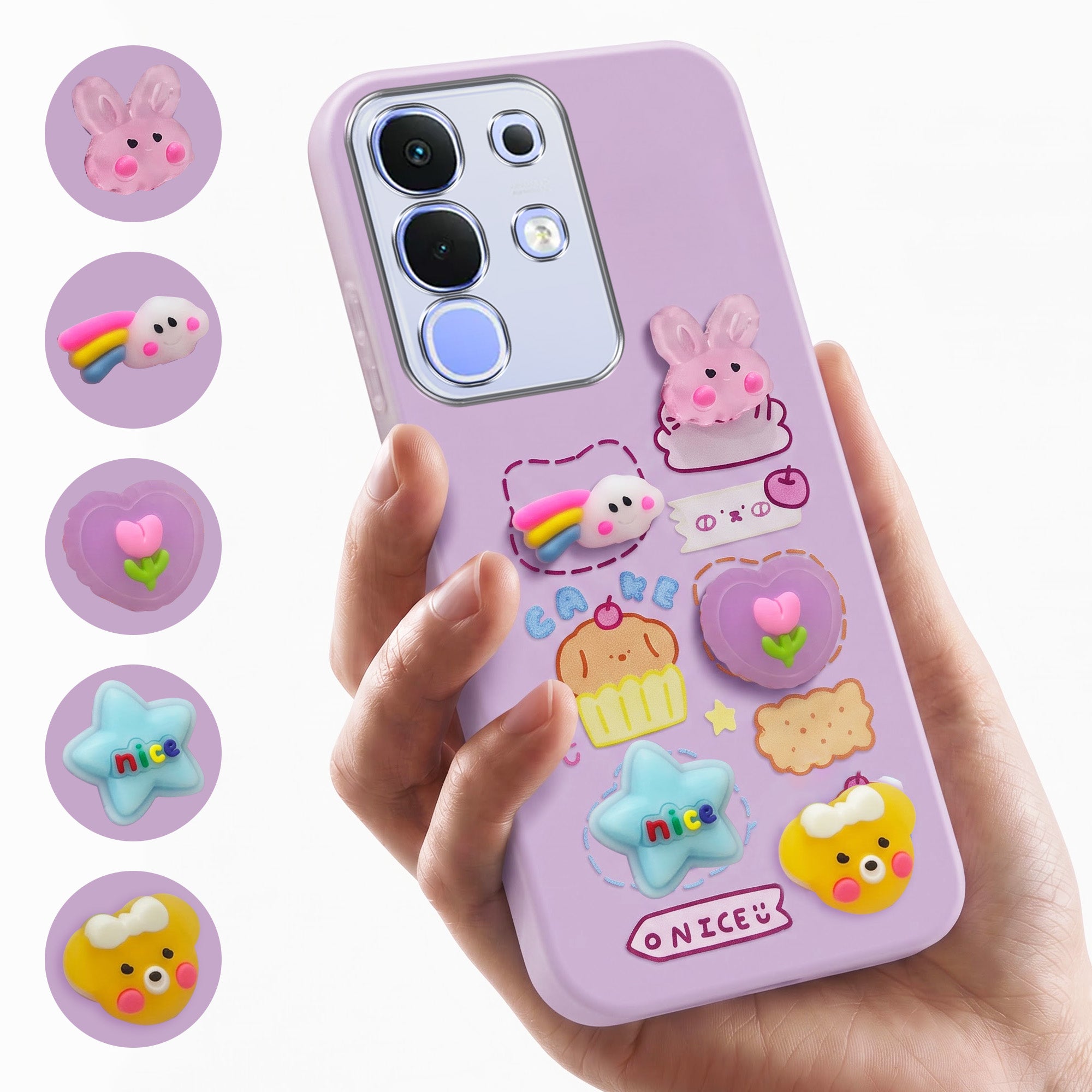 For Vivo iQOO Z10x Back Cover Case (Cute 3D cartoon charms design | Slim Aesthetic Case for Girls | Camera Protection | Hard Unbreakable)