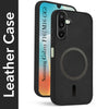 For Samsung Galaxy M16 5G | Samsung Galaxy F16 5G Back Cover Case Leather Finish (MagSafe Compatible Wireless Charging | Soft Touch | Camera Bump Protection)