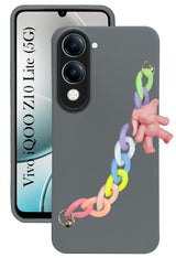 For Vivo iQOO Z10 Lite Back Cover Case ( Wrist Hanging Chain | Teddy Bracelet Charms | Dual Color Matte Finish | Full Camera Protection | Sleek and