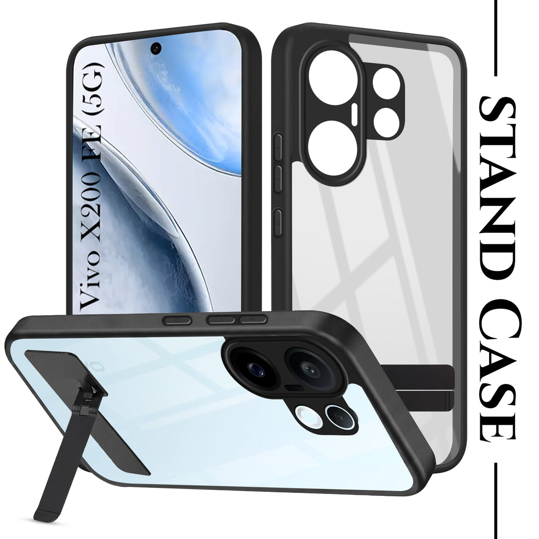 For Vivo X200 FE Back Cover Case (Built-in Stand | Lifetime Anti Yellow | Kickstand Shockproof | Camera Protection | MagSafe Compatible)