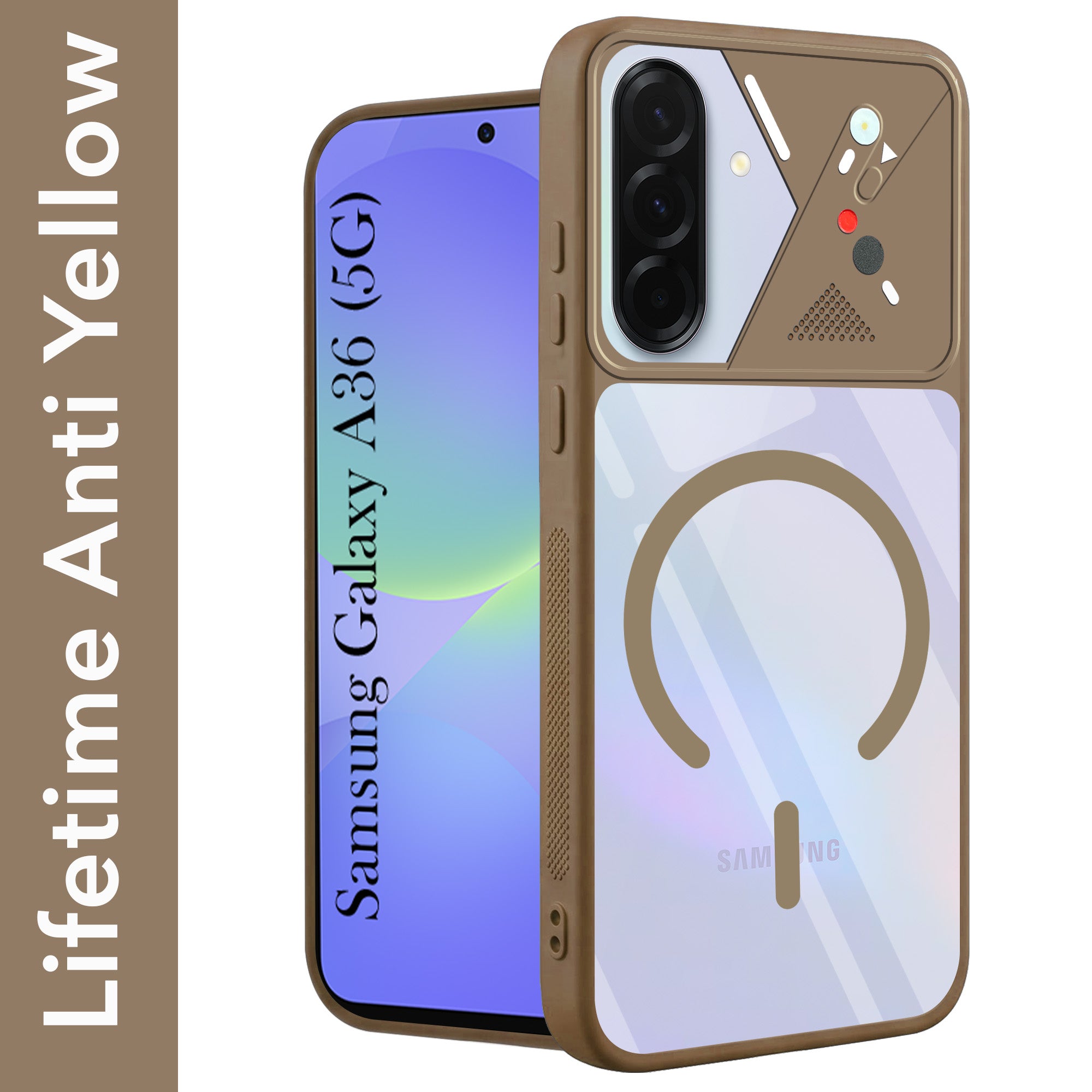 For Samsung Galaxy A36 5G Back Cover Case Lifetime Anti-Yellow Clear (Camera Protection | Side Grip | Wireless MagSafe Compatible)