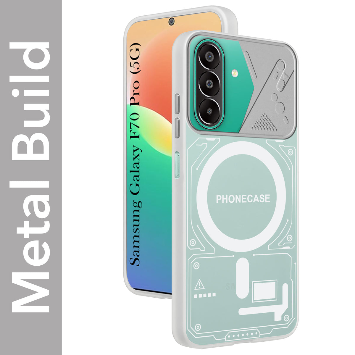 For Samsung Galaxy F70 Pro 5G Metallic Back Cover Case (Metallic Camera Protection & Buttons | Translucent Milky Shade | Hard Polycarbonate)