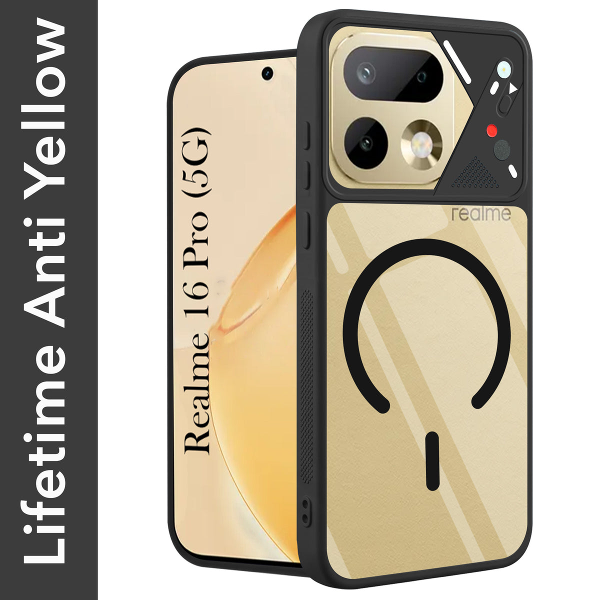 For Realme 16 Pro Back Cover Case Lifetime Anti-Yellow Clear (Camera Protection | Side Grip | Wireless MagSafe Compatible)
