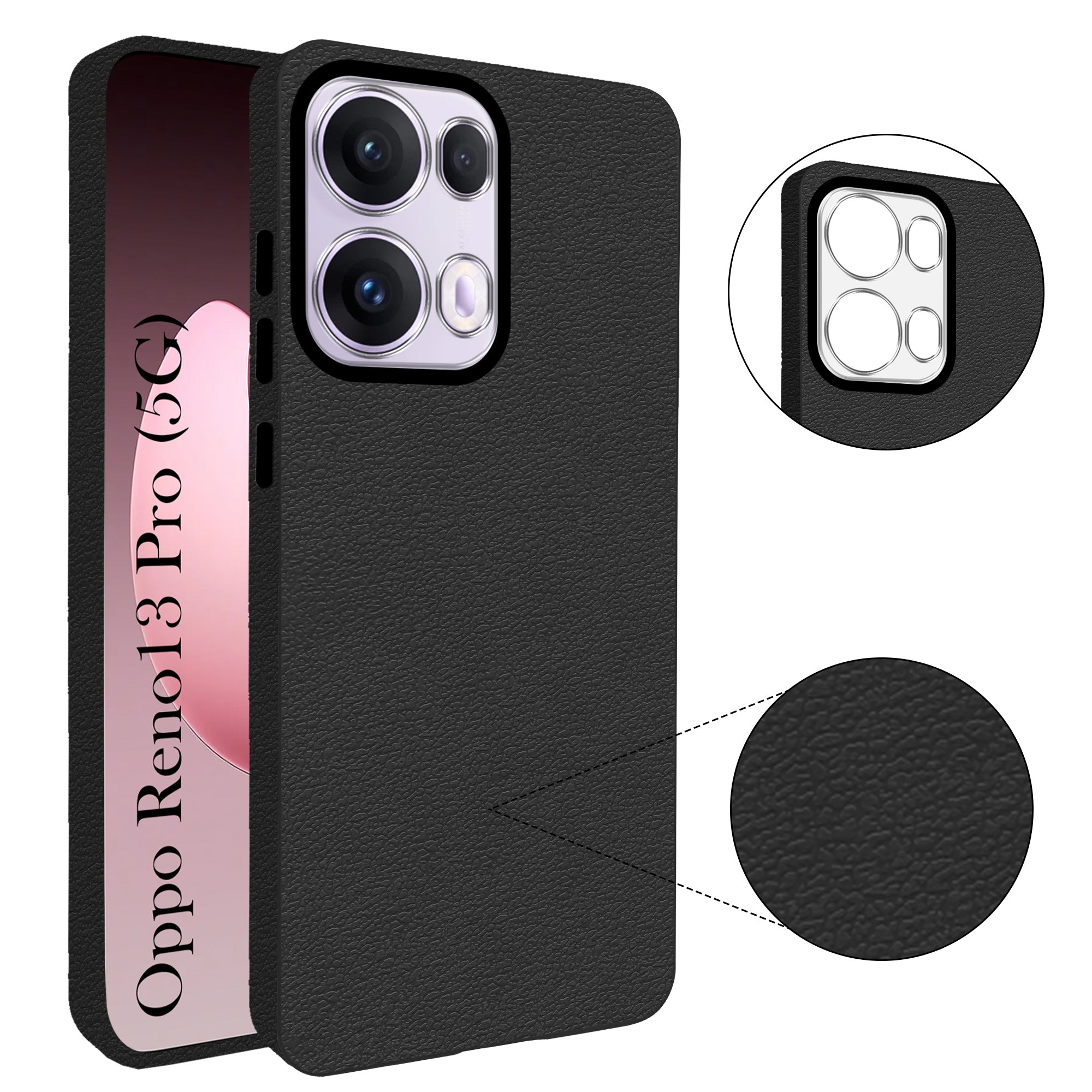 For Oppo Reno13 Pro 5G | Oppo Reno 13 Pro 5G Back Cover Case (Glass Like Camera Protection | Leather Feel | Minimalist Professional Grip)