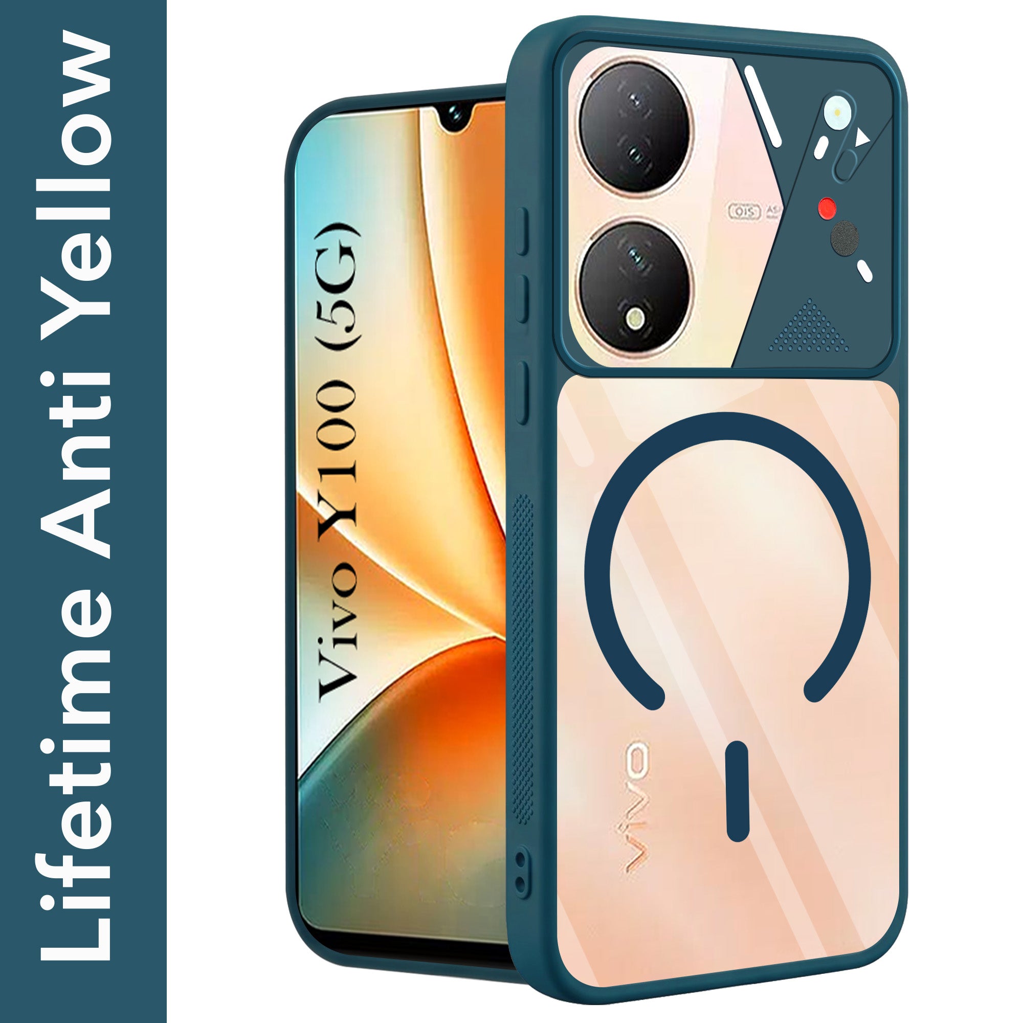 For Vivo Y100 Back Cover Case Lifetime Anti-Yellow Clear (Camera Protection | Side Grip | Wireless MagSafe Compatible)