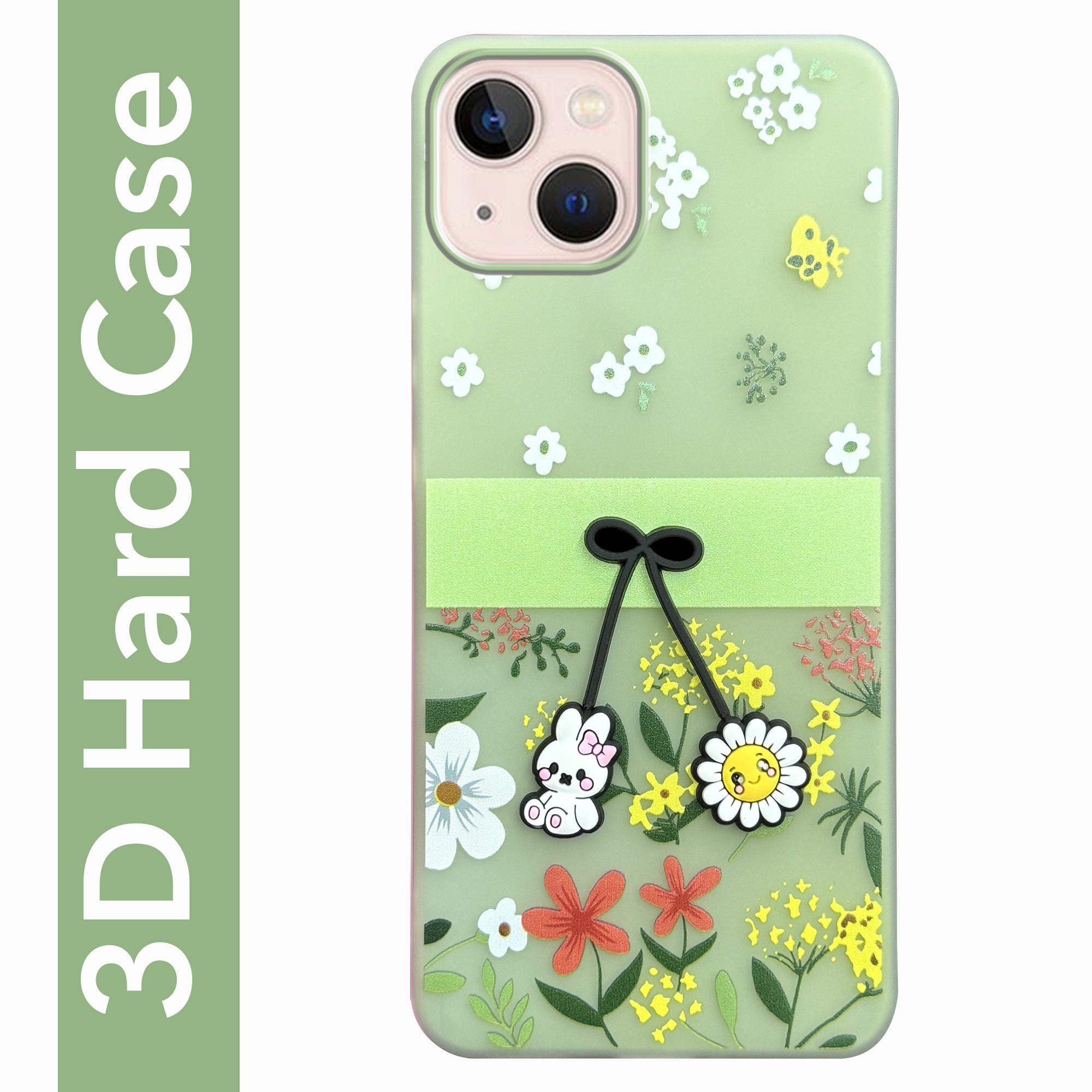 For Apple iPhone 13 Back Cover Case (3D Cute Cartoons | Hard Back Side Soft | Matte Premium Finish | HD Printing)