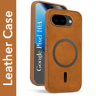 For Google Pixel 10a Back Cover Case Leather Finish (MagSafe Compatible Wireless Charging | Soft Touch | Camera Bump Protection)