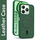 For Realme C63 4G Back Cover Case Leather Finish (MagSafe Compatible Wireless Charging | Soft Touch | Camera Bump Protection)