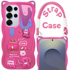 For Samsung Galaxy S25 Ultra Back Case Cover Strap (3D embossed Figures | Strap Holder | 360* Soft Cushion with Camera Bump)