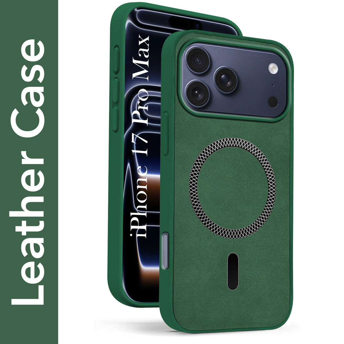 For Apple iPhone 17 Pro Max Back Cover Case Leather Finish (MagSafe Compatible Wireless Charging | Soft Touch | Camera Bump Protection)