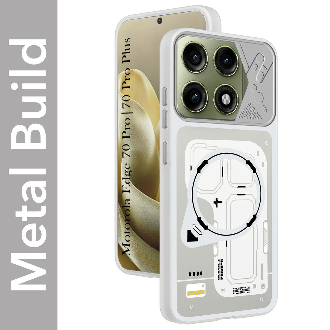 For Motorola Edge 70 Pro | Edge 70 Pro Plus Metallic Back Cover Case (Metallic Camera Protection & Buttons | Translucent Milky Shade | Hard Polycarbonate)