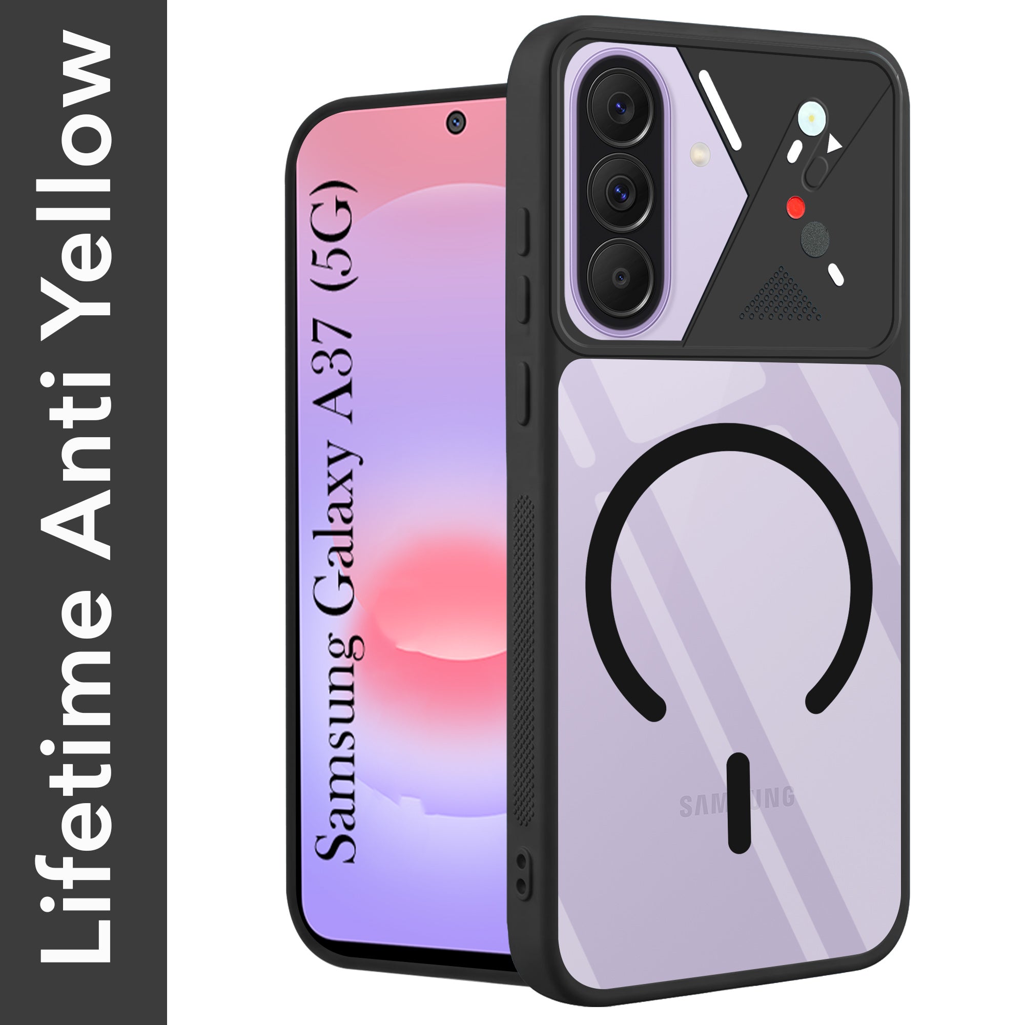 For Samsung Galaxy A37 5G Back Cover Case Lifetime Anti-Yellow Clear (Camera Protection | Side Grip | Wireless MagSafe Compatible)