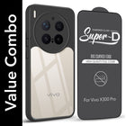 For Vivo X300 Pro Combo with Back Cover and 9H Tempered Glass (Lifetime Anti-Yellow | Crystal Clear Shockproof | Oleophobic Coating Screen Glass)
