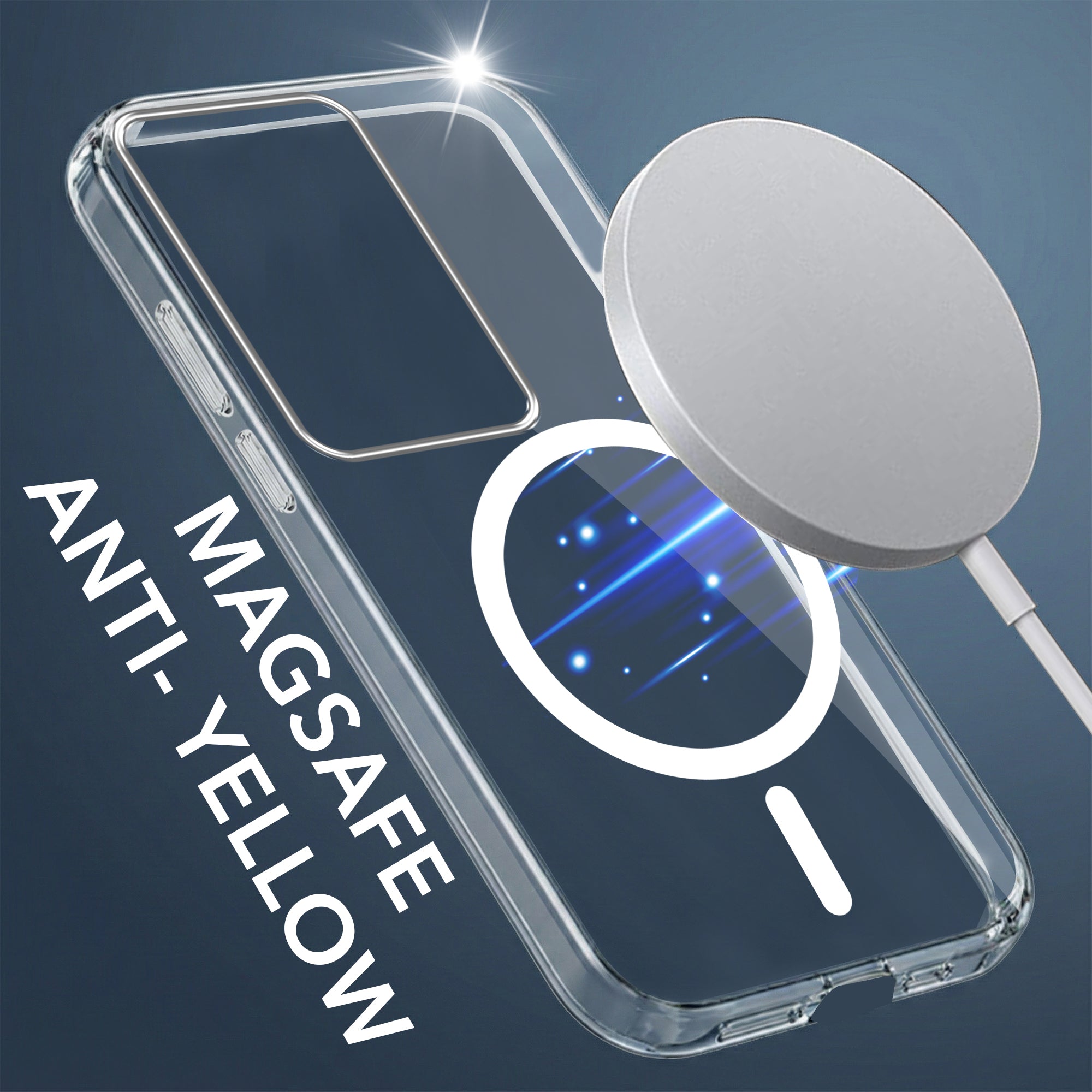 For Vivo T3 5G Back Cover Case Lifetime Anti-Yellow MagSafe Compatible Clear (Sleek Hard Crystal | Shockproof and Camera Protection)
