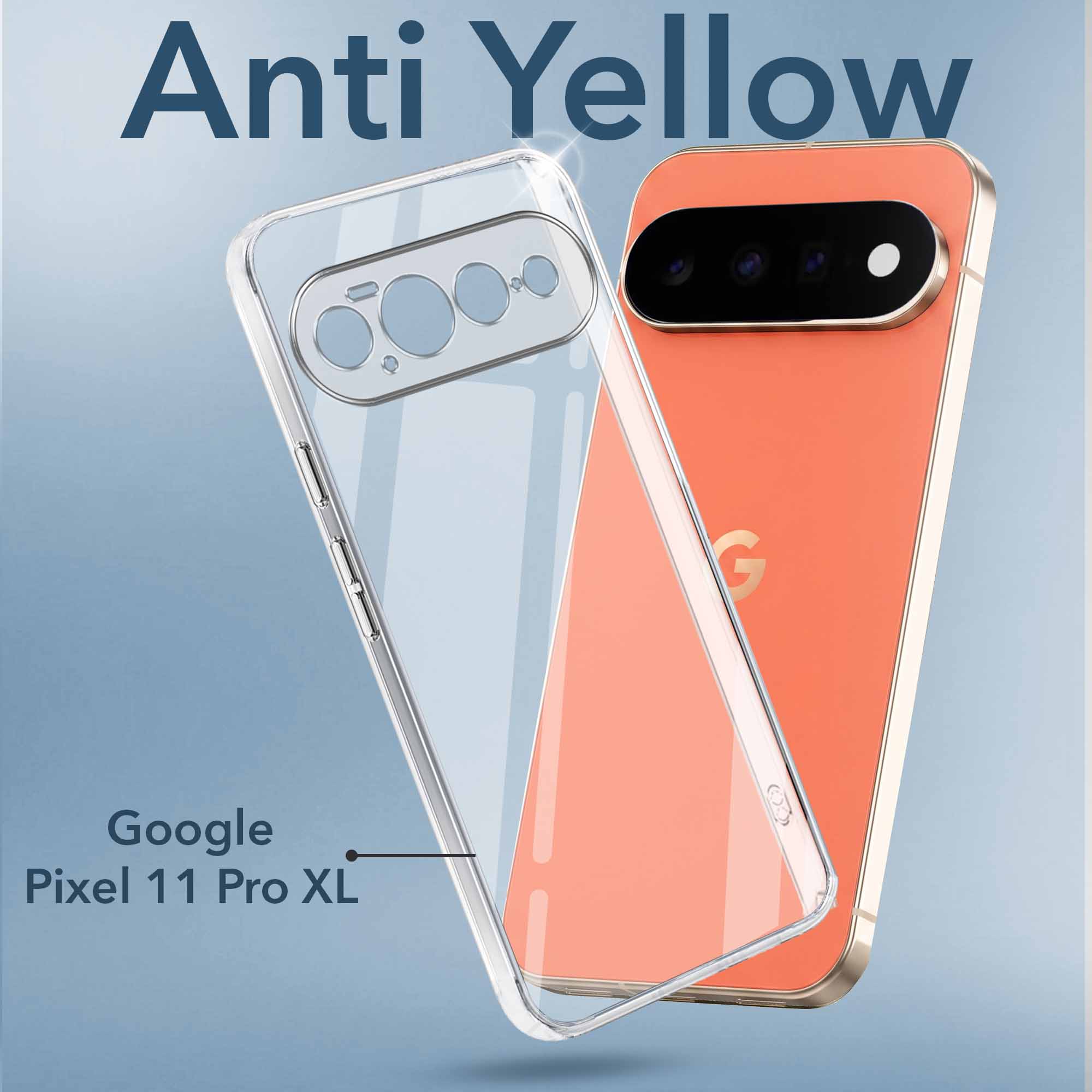 For Google Pixel 11 Pro XL Back Cover Case Lifetime Anti-Yellow Clear (Sleek Hard Crystal | Shockproof and Camera Protection)